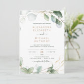 Invitation Tout en un Eucalyptus vert Mariage de code QR (Debout devant)