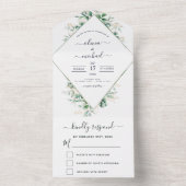 Invitation Tout En Un Eucalyptus Vert Mariage Sage Vert (À l'intérieur)