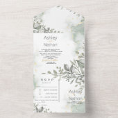 Invitation Tout En Un Eucalyptus vert & or aquarelle Mariage (À l'intérieur)