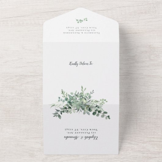 Invitation Tout En Un Eucalytpus Verdure Mariage rustique (Dehors)