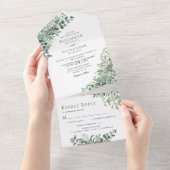 Invitation Tout En Un Eucalytpus Verdure Mariage rustique (Déchirure)