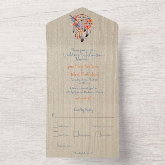 Invitation Tout En Un Exquis Boho Dream Catcher Mariage All In One (À l'intérieur)