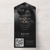 Invitation Tout En Un Faded Overlay Photo Gold Ampersand QR Code Wedding (À l'intérieur)