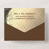 Invitation Tout En Un Fairepart de mariage floral or rustique tout-en-un (Verso)