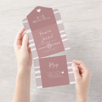 Fairepart de mariage tout en un rayures coeurs ton
