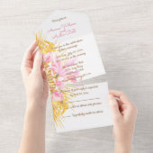Invitation Tout En Un Fairepart Tout Compris Aquarelle Rose Magnolia (Déchirure)