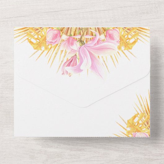 Invitation Tout En Un Fairepart Tout Compris Aquarelle Rose Magnolia (Verso)