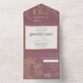 Invitation Tout En Un Fairy Tale Theme Castle Carriage Gold & Blush Pink (À l'intérieur)