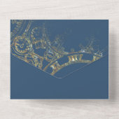 Invitation Tout En Un Fairy Tale Theme Castle Carriage Gold & Navy Blue (Verso)