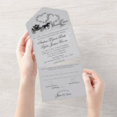 Invitation Tout En Un Fairytale Mariage Carriage Silver Grey Tout en un (Déchirure)