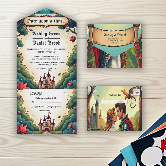 Invitation Tout En Un Fairytale Once Upon A Time Castle Woodland Wedding