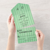 Invitation Tout En Un Fancy chic vert rustique All in One Wedding Invite (Déchirure)