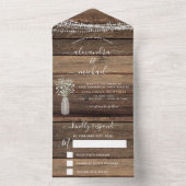 Invitation Tout En Un Farmhouse Bébé's Breath Rustic Wedding RSVP (À l'intérieur)