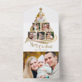 Invitation Tout En Un Faux Gold Christmas Tree Famille Multiphoto (À l'intérieur)