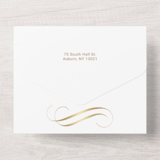 Invitation Tout En Un Faux Gold Christmas Tree Famille Multiphoto (Verso)