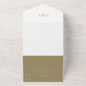 Invitation Tout En Un Faux Gold Elegant Calligraphie Mariage Tear Off (Dehors)