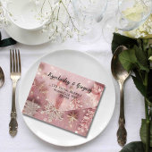 Invitation Tout En Un Faux Sparkle Shimmer Rose Argent Code QR de Noël