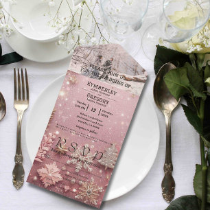 Invitation Tout En Un Faux Sparkle Shimmer rose Argent Noël d'hiver