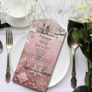 Invitation Tout En Un Faux Sparkle Shimmer rose Silver Photo QR Code