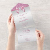 Invitation Tout En Un Feminine rose Gem Bow & Parties scintillant Annive (Déchirure)