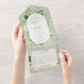 Invitation Tout En Un Fermes de lierre rustique & Dîner vert Sage (Déchirure)