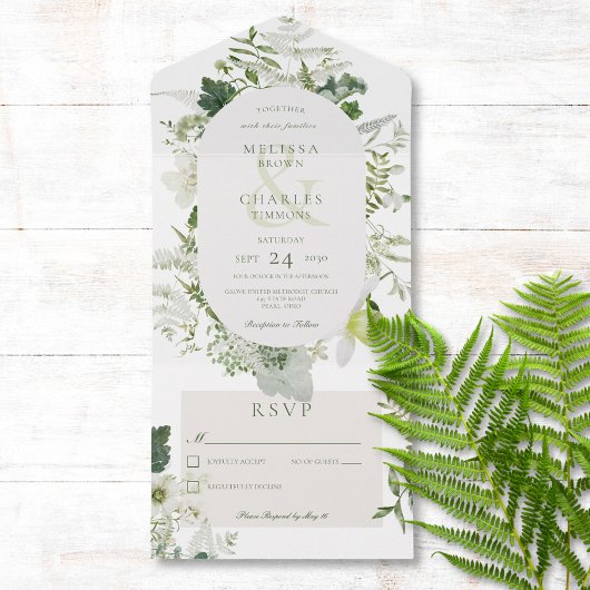 Invitation Tout En Un Fermes de lierre rustique et verdure Blanc Pas de