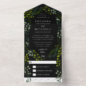 Invitation Tout En Un Fern Eucalyptus Mariage noir (À l'intérieur)