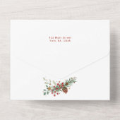 Invitation Tout En Un Festif aquarelle vacances Floral avec script et ph (Verso)