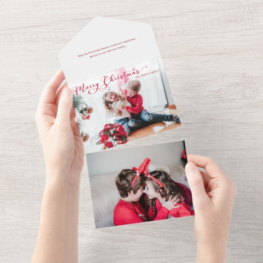 Invitation Tout En Un Festif Joyeux Noël Calligraphie (Déchirure)