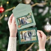 Invitation Tout En Un Festive mignonne Noël Floral 1 Photo