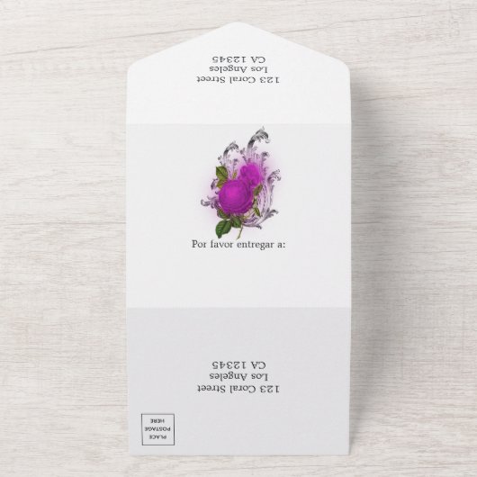 Invitation Tout En Un Fête d'anniversaire Mardi Gras Violet et Or (Dehors)