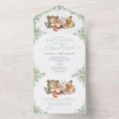 Invitation Tout En Un Fête de bébé animaux de la forêt de verdure (À l'intérieur)