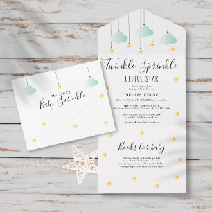 Invitation Tout En Un Fête de bébé neutre Twinkle Sprinkle