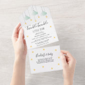 Invitation Tout En Un Fête de bébé neutre Twinkle Twinkle (Déchirure)