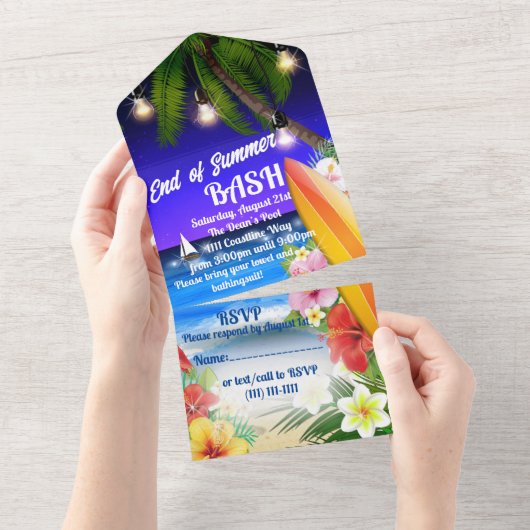 Invitation Tout En Un Fête de fin d'été (Déchirure)