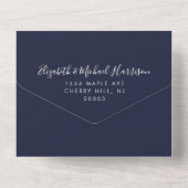 Invitation Tout En Un Fête de mariage "Happily Ever After" bleu marine (Verso)