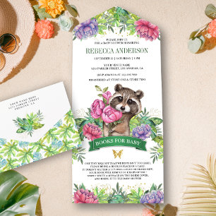 Invitation Tout En Un Fête de naissance de la forêt tropicale Fleur mign