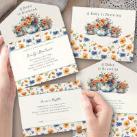 Fête de naissance : théière et tasses à thé pour b