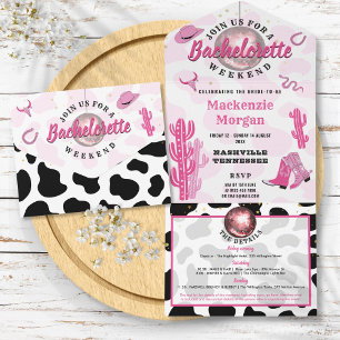 Invitation Tout En Un Fête de week-end de jeune fille Disco Cowgirl