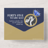 Invitation Tout En Un Fête des 45 ans de mariage bague de saphir bleu (Verso)