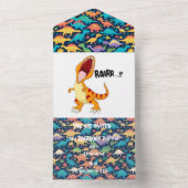 Invitation Tout En Un fête des dinosaures (À l'intérieur)