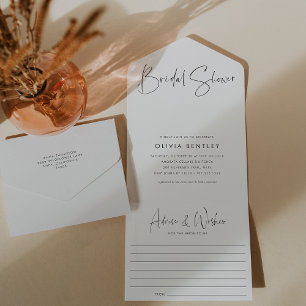 Invitation Tout En Un Fête des mariées de script minimaliste moderne