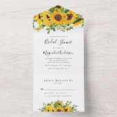 Invitation Tout En Un Fête des mariées de tournesol rustique (À l'intérieur)