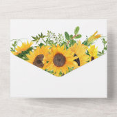 Invitation Tout En Un Fête des mariées de tournesol rustique (Verso)