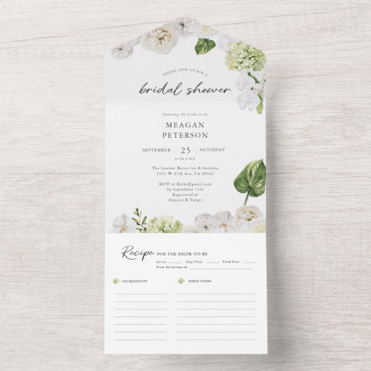 Invitation Tout En Un Fête des mariées de verdure estivale (À l'intérieur)