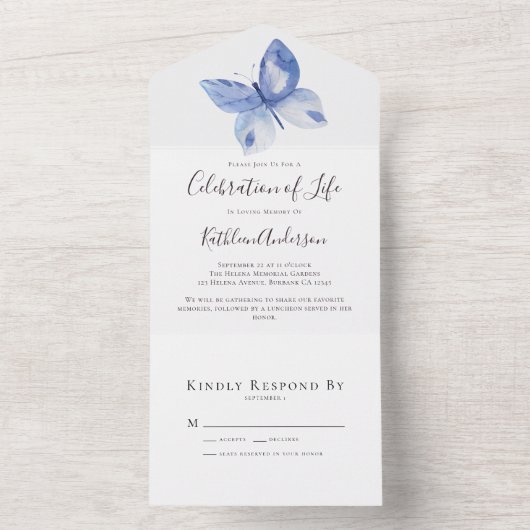 Invitation Tout En Un Fête du papillon simple (À l'intérieur)