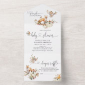 Invitation Tout En Un Fête Prénatale Fleurale Automnale Citrouille Anima (À l'intérieur)