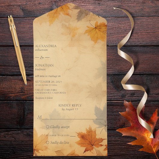 Invitation Tout En Un Feuillage d'automne rustique