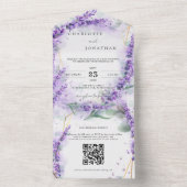 Invitation Tout En Un Feuillage de lavande Dusty Mariage de code QR mode (À l'intérieur)