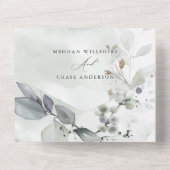 Invitation Tout En Un Feuillage de sauge de mariage (Verso)